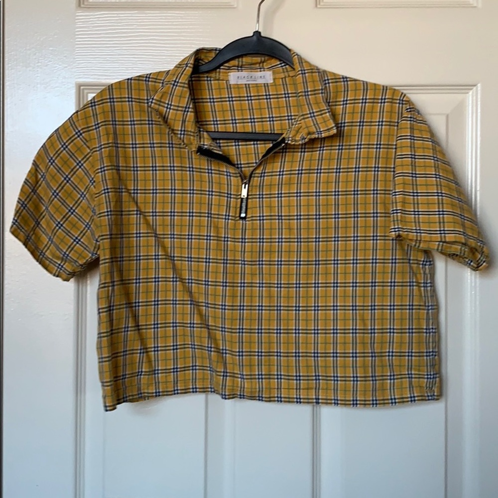 Korean fashion Yellow stripped crop top